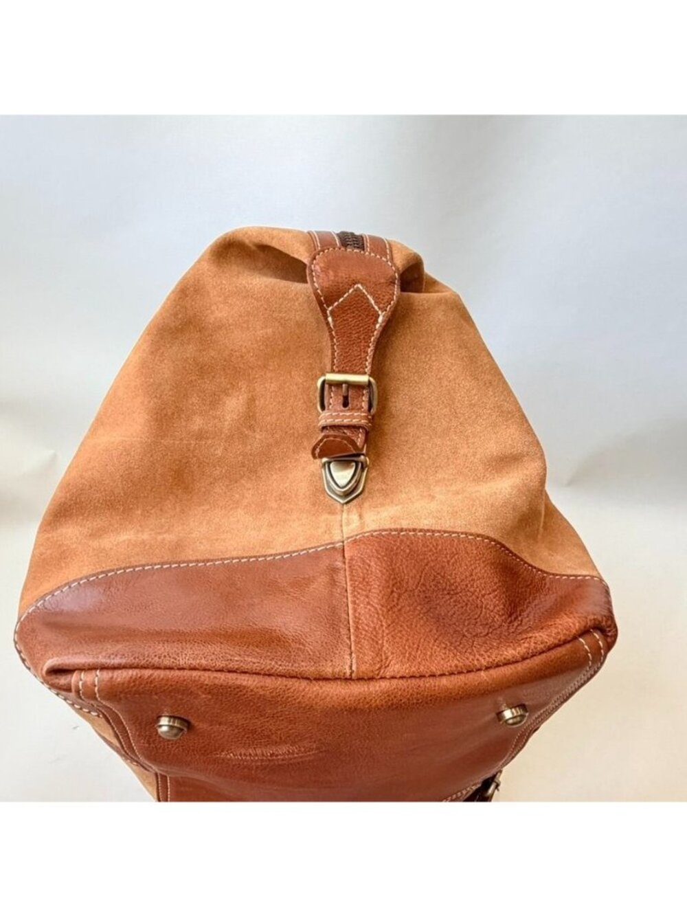 F.H. Wadsworth NYC Suede Leather Duffle Travel Bag Weekender Brown - Picture 4 of 16